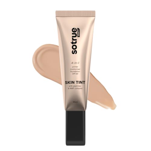 Image of SOTRUE Skin Tint with SPF30 | 4-in-1 Primer, Moisturizer, Foundation & Sunscreen | Light to Medium Coverage, Dewy Glow Finish | Hydrating Formula with Collagen Peptide, NMF Complex & Vitamin E | 35ml - Cashew