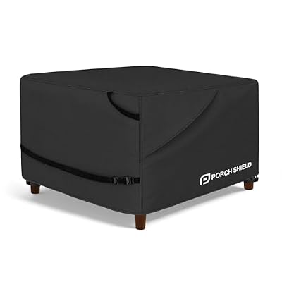 Porch Shield Patio Ottoman Cover - Waterproof Outdoor Square Side Table Covers – 31L x 31W x 18H inch, Black