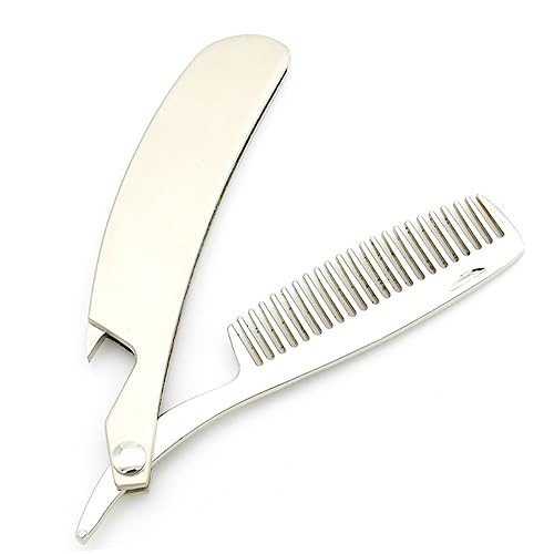 PACKOVE Sturdy Foldable Zinc Alloy Hair Comb for Men Static Beard Styling Tool Portable Pocket Accessory for Grooming present for Husband Father