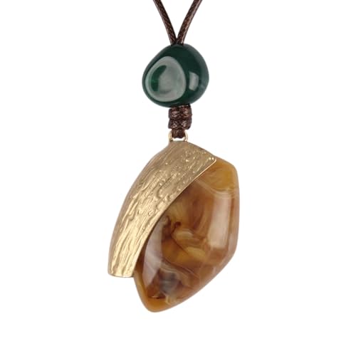 GelConnie Leather Necklace with Gold Pendant Chunky Boho Necklace Womens Necklaces Trendy Boho Large Pendant for Necklaces