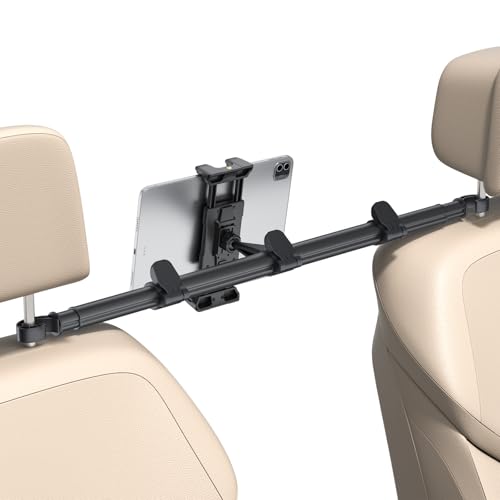 OHLPRO タブレット ホルダー 車 後部座席 ヘッドレスト 車載ホルダー 真ん中設置可能 38-75cmのアルミ製伸縮式アーム 耐荷重8kg ガッチリ固定 iPad mini/Air/Pro、Galaxy tabs、iPhone 17~8シリーズなど5-13インチの端末に対応 iPadスタンド