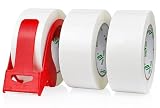 BOMEI PACK 3 Rollos 48mmx66m Blanco Cinta Adhesiva de Embalar para Embalaje de Cajas de Cartón de Envíos y Mudanzas. Precinto para Empaquetados Resistentes