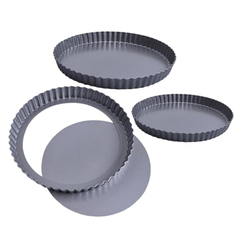 Healifty 3pcs Nonstick Cake Baking Detachable Bottom Cake Pans for Quiche Tart and Pizza for Home Kitchen Baking