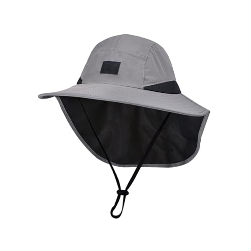 Generisch Sombrero de sol para mujer, sombrero de cubo de ala ancha, gorra de béisbol plegable al aire libre con bufanda sombrero para el sol África, gris oscuro, Talla única