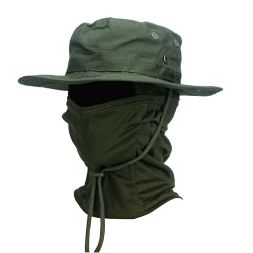 Reviews de Color Verde Militar los mejores 5. 48 NALEINING - Sombrero de baraclava + sombrero Boonie, juego de sombrero militar para abanico de protección solar, bloqueo de viento, para ciclismo, senderismo, escalada y pesca...
