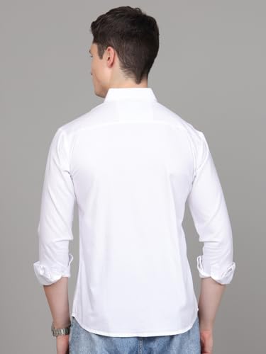 Image of Majestic Man Classic Slim Fit Solid Cotton Casual Shirt with Button-Down Collar