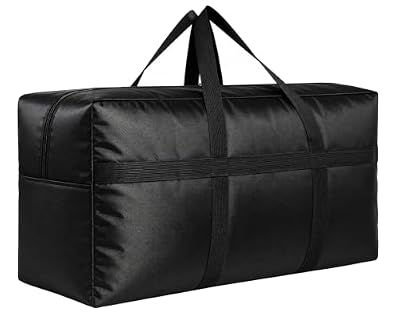DoYiKe Extra Large Storage Duffle Bag with Zippers and Handles, Black Big Foldable Duffle Bag for Travel-130L