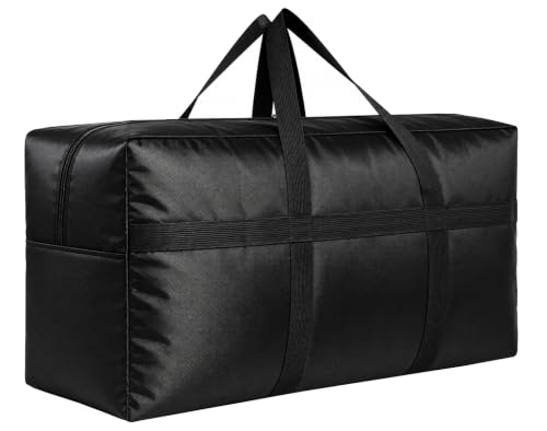 DoYiKe Extra Large Storage Duffle Bag with Zippers and Handles, Black Big Foldable Duffle Bag for Travel-130L