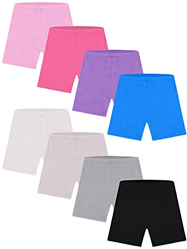 Resinta 8 Pack Black Dance Shorts Girls Bike Short Breathable and Safety 8 Color (Black,Gray,Complexion,Rose,Pink,Purple,Blue, 6-7 Years)