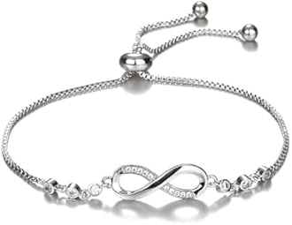 Shining Diva Fashion Endless Love Crystal Infinity Bracelet for Women CZ Diamonds Latest Stylish Adjustable Charm Tennis Bracelet for Girls