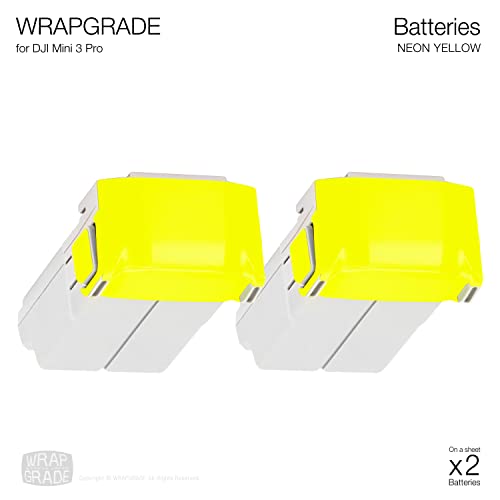 Image of WRAPGRADE Skin Stickers Compatible with DJI Mini 4 Pro /Mini 3 Series | Two Batteries (NEON Yellow)