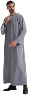 Men's Muslim Clothes Durable Kaftan Robe Dubai Long Gown Ethnic Clothes,1pc Soft Robe