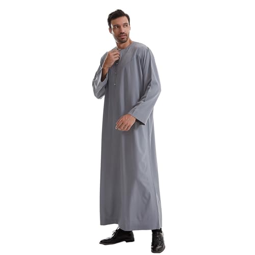 Men's Muslim Clothes Durable Kaftan Robe Dubai Long Gown Ethnic Clothes,1pc Soft Robe
