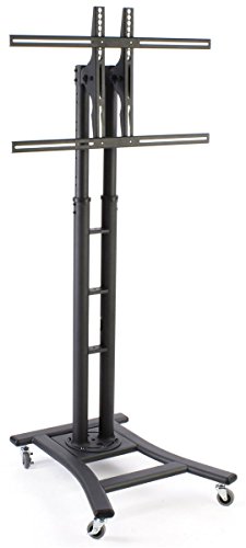 Mobile LCD Display Stand for a 32 to 65 inch Flat Panel Monitor, Height-Adjustable with Tilting Bracket - Black