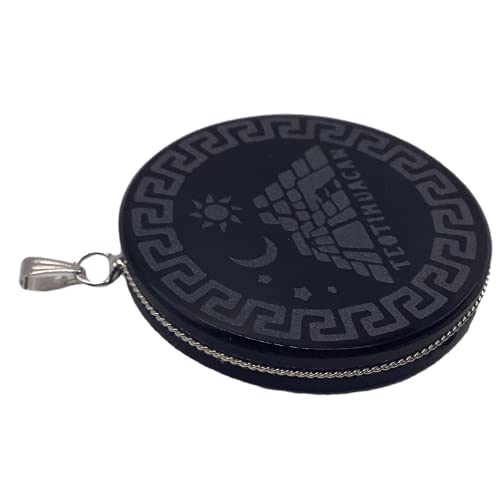 Generico 1.9 in Obsidian Round Pendant engraced Necklace scrying Polished Black Round Mirror Handmade Pyramid Healing Crystal Stone Amulet Spiritual