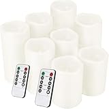 salipt Flameless Candle, LED Waterproof Candles Set of 8 (D 3'' X H3''3''4''4''5''5''6''6'') Battery Operated Candles,Flameless Candles,Resin Plastic,Indoor Outdoor Use,White
