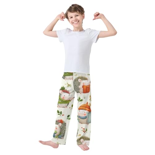 ZZXXB Cartoon Hedgehog Boys Long Pants Soft Trousers Elastic Waist Kids Lounge Bottoms with Pockets S-XL3