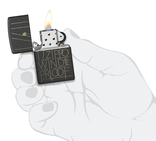 Image of Zippo Line Art Zippo Design Black Crackle,Windproof Pocket Fuel Refillable Lighter, BIS Certified