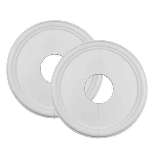 Image of Semetall PU Ceiling Medallion for Light Fixtures and Ceiling Fans,13 inch OD x 4 inch ID (2 Pack,White)