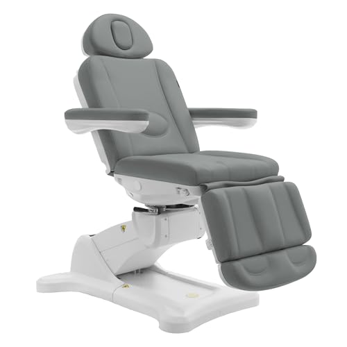 Image of SKINACT Malibu Electric Medical Spa Facial Treatment Chair /Table with 240 Swivel Base, Adjustable Backrest, Leg Rest and Wired Hand Remote Control (Gray)