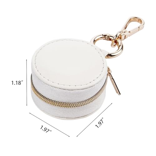 Image of Jewelry Ring Holder Keychain Small Portable Travel Sports Case, White