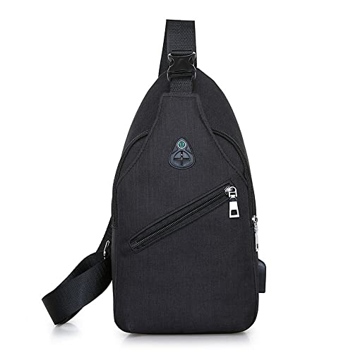 Aosbset Unisex Sling Chest Bag Splash Proof Oxford Cloth Shoulder Fanny Pack Adjustable Strap All-match for Men Women Chest Bag Zipper USB Charging Port Design - Image 3