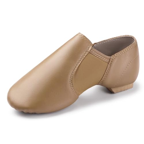 ARCLIBER PU Leather Jazz Shoes for Girls and Boys, Slip-on Dance Shoes for Toddler/Little Kid/Big Kid