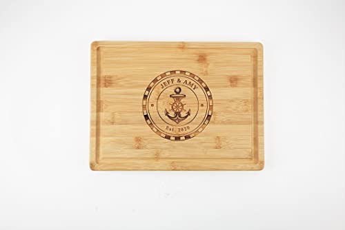 Straga - Engraved Cutting Boards For Personalized Gifts, Practical Wedding Gifts And Keepsakes, Customize Your Wood Board, Style And Design (Round Nautical Design No.801) #TOP3