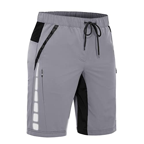 Cycorld Mtb-Hose-Radlerhose-Herren-Fahrradhose-Wasserdicht-Mountainbike-Hose-Kurz-Outdoor-Hose-Leicht-Sommer-Bike-Shorts-mit-5-Taschen, für Wandern und Angeln (Frostgrau,L)