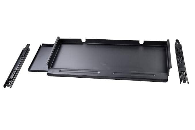 Bosney Combo Metal Keyboard Tray with Mouse Pad and Smooth Channel for Comfortable Typing, Black Finish, Includes Computer Desk Cable Organizer Managers for Neat Setup (1 Tray with 2 Cable Managers)-image-46