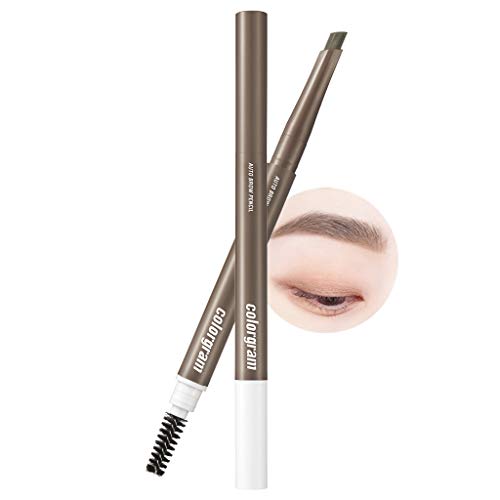 COLORGRAM Artist Formula Auto Brow Pencil 0.25g- True Beauty K-Drama Makeup, Built-in-Spoolie, Clump-Free Formula, Softly Glides, Natural Look (01 Ash Brown)