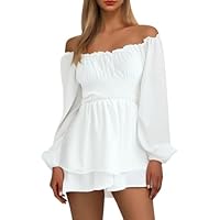 Women’s Renaissance Off Shoulder Dress Medieval Peasant Costume Bell Sleeve Witch Pirate Outfit Halloween