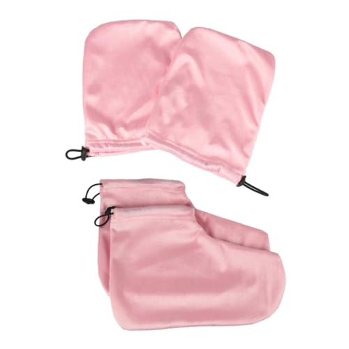 FONDOTIN 2 Set et Couvre Coton Isolant pour Bains de Paraffine Protection Mains pour Soin des Peaux Sèches et Abîmées Kit Spa Maison et Salon Couleur Rose