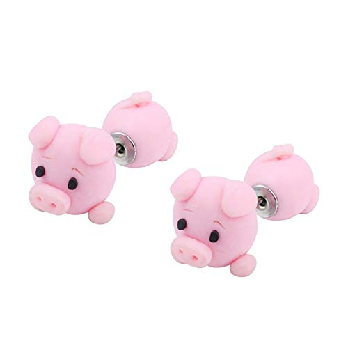 LALANG Creative Soft Pottery Cute Three-Dimensional Pig Stud Earrings Gift for Women Girl(Pink) LALANG Creative Soft Pottery Cute Three-Dimensional Pig Stud Earrings Gift for Women Girl(Pink)