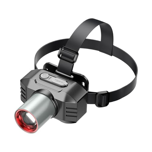 Erconsso Linterna Frontal Recargable - Lámpara Para Frente Recargable - Linterna Frontal con Gran Potencia y Luz Brillante de 3 Modos para Senderismo Caza Camping Actividades Nocturnas