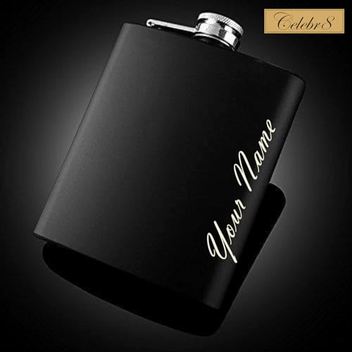 Image of Celebr8 Personalized Hip Flask for Liquor Stainless Steel (210 ML) | Custom Name Engraved Whiskey, Vodka & Wine Pocket Bottle | Beverage Holder for Men | Gift for Dad, Husband, Boyfriend & Friend