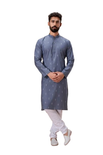 Men Pista Green Pure Cotton Self Jaquard Kurta with Pyjamas-image-43