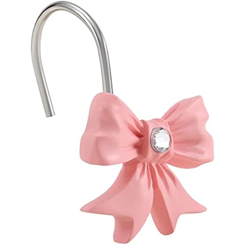 EleCharm Pink Bow Knot Shower Curtain Hooks Cover
