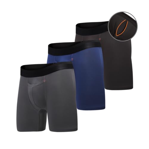All Citizens Amazon Exclusive Advanced Ball Pouch Underwear for Men, Patented Boxer Briefs Pouch, Breathable, No Ride Up, Pack of 3, Black, Grey, Blue, X-Large