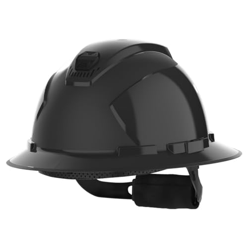 HexArmor Ceros XP300 Full Brim Safety Helmet - Type 1 Class C - Adjustable Vents 4-Point Suspension Hard Hat | Black
