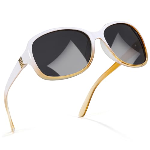 Image of SIPHEW Polarized Sunglasses for Women | Vintage Square Sunglasses w UV400 Protection | Womens Wraparound Shade