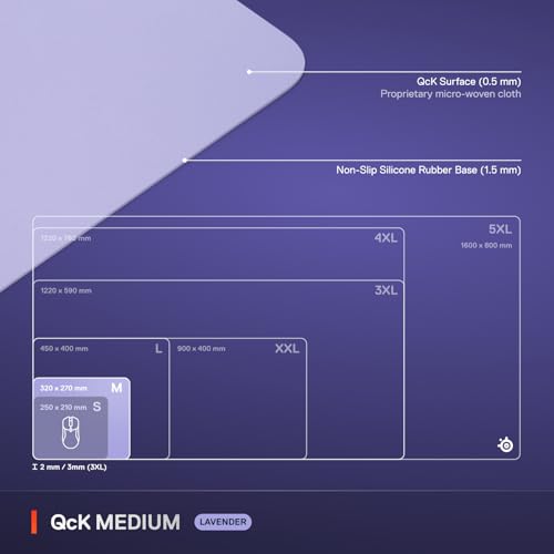 Image of SteelSeries QcK Cloth Gaming Mouse Pad - Exclusive Micro-Woven Surface - Optimized for Gaming Sensors - Maximum Control - Size M - Lavender