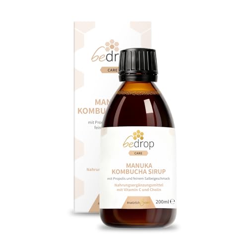 bedrop Manuka Kombucha Sirup I Mit Cholin und Vitamin C I Mit hochwertigem Manuka Honig +500 MGO & Propolis Extrakt - 200ml