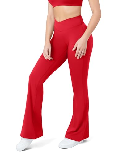 Image of HEGALY Women's Flare Yoga Pants - Crossover Flare Leggings Buttery Soft High Waisted Workout Casual Bootcut Pants