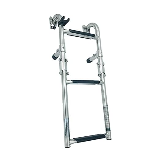 Foldable Stern Mount Boat Ladder, 3 Steps Stainless Steel Pontoon Marine Collapsible Ladders, Transom Mount Folding Ladder, Load: 200kg