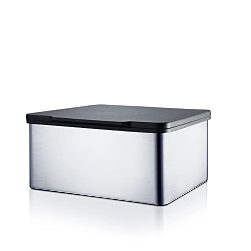 blomus -MENOTO- Feuchttücherbox aus mattiertem Edelstahl, mit praktischem Kunststoffeinsatz, exklusive Optik, modernes Badaccessoire, hochwertig (H / B / T: 7 x 14,9 x 13,2 cm, Edelstahl, 68821)