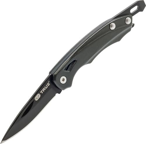 True Utility Slip Knife - Navaja de Bolsillo Ligera y Multiherramienta - Con Abrebotellas, Destornillador, Llavero y Palanca - Accesorios de Camping