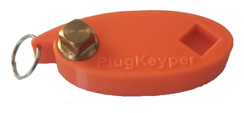 PlugKeyper Drain Plug Key Float (Orange) and Plug Wrench with Spare Boat Plug Drain Plug Reminder System.