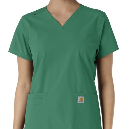 Carhartt Force Essentials Women's V-Neck Knit Panel Scrub Top, Hunter, 5XL - image 3
