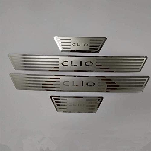 BOJOUL 4 Pièces Garnitures De Seuil De Porte En Acier Inoxydable Pour Renault Clio IV & V (Clio 4/5 RS Grandtour) 2014-2021 – Protection Anti-Rayures & Décoration Premium